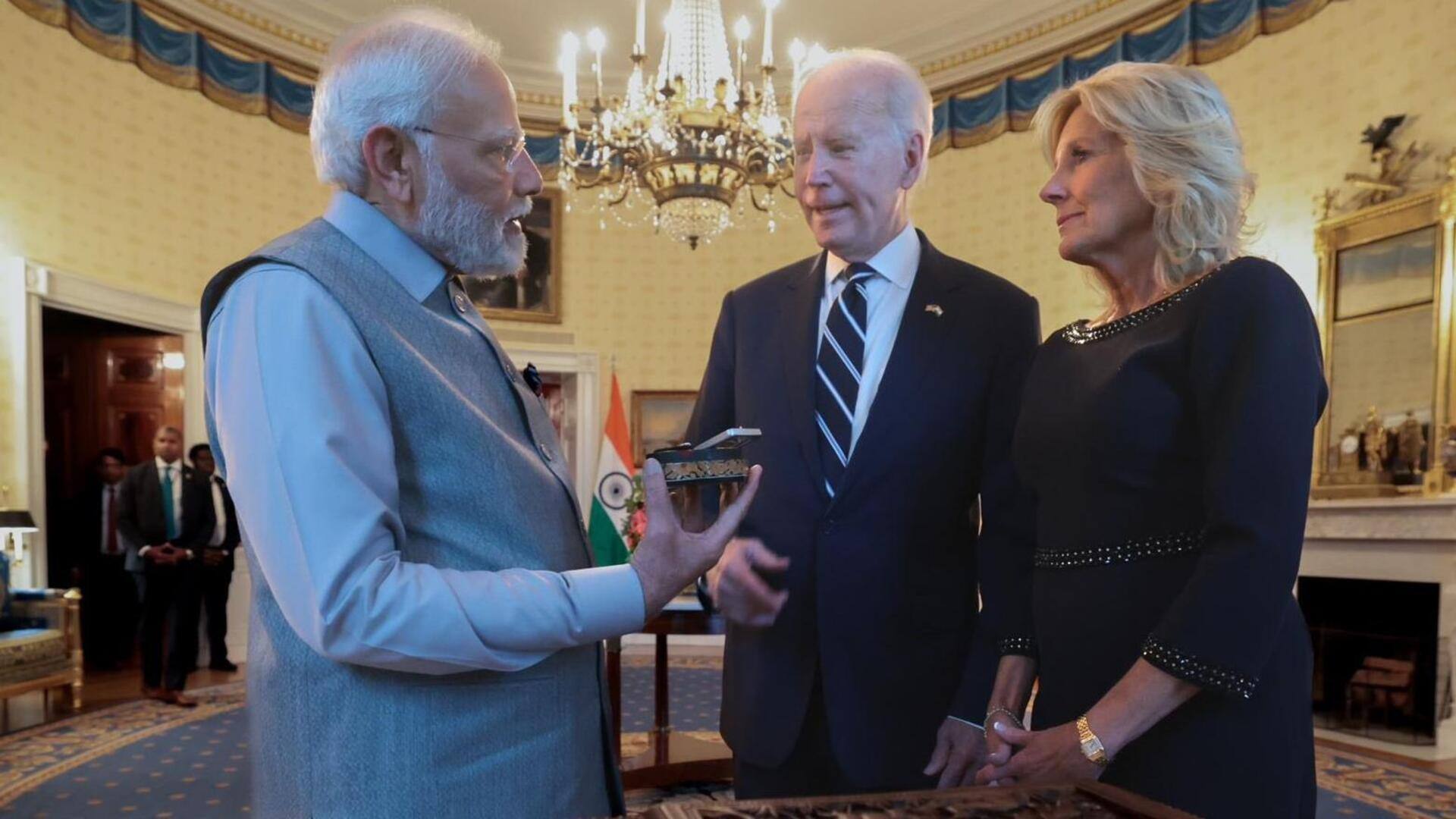 प्रधानमंत्री मोदी और बाइडन दंपति ने एक-दूसरे को क्या उपहार दिए? 7.5 कैरेट का हीरा शामिल