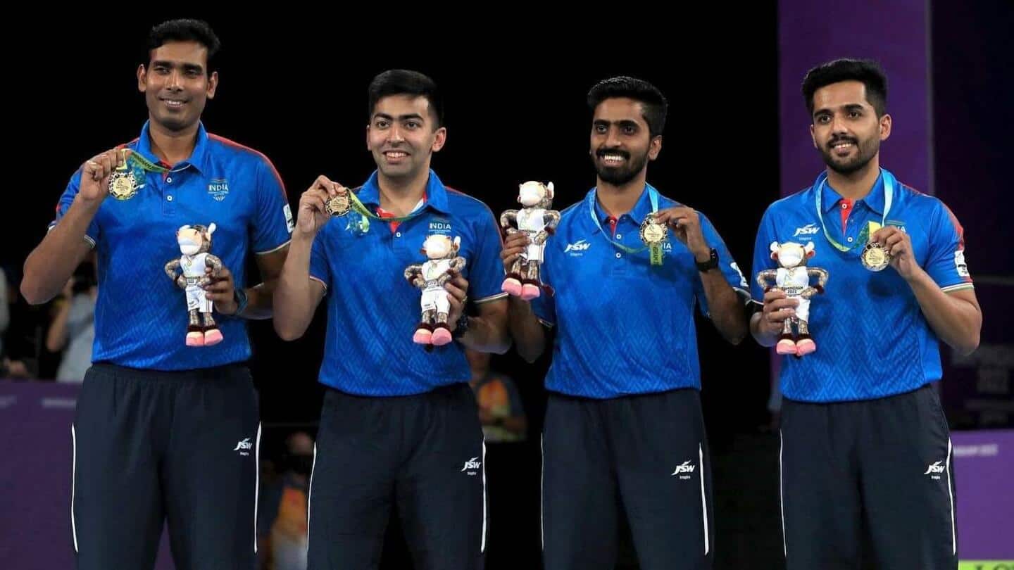 राष्ट्र्मंडल खेल 2022: भारतीय पुरुष टेबल टेनिस टीम ने जीता स्वर्ण, फाइनल में सिंगापुर को हराया