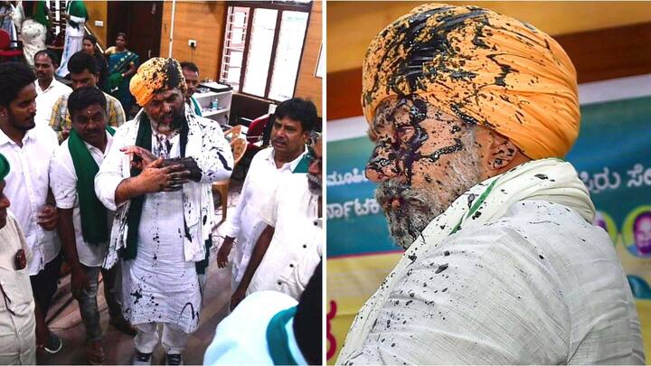 कर्नाटक: प्रेस कॉन्फ्रेंस में किसान नेता राकेश टिकैत पर फेंकी स्याही, गुस्साए समर्थकों ने की मारपीट