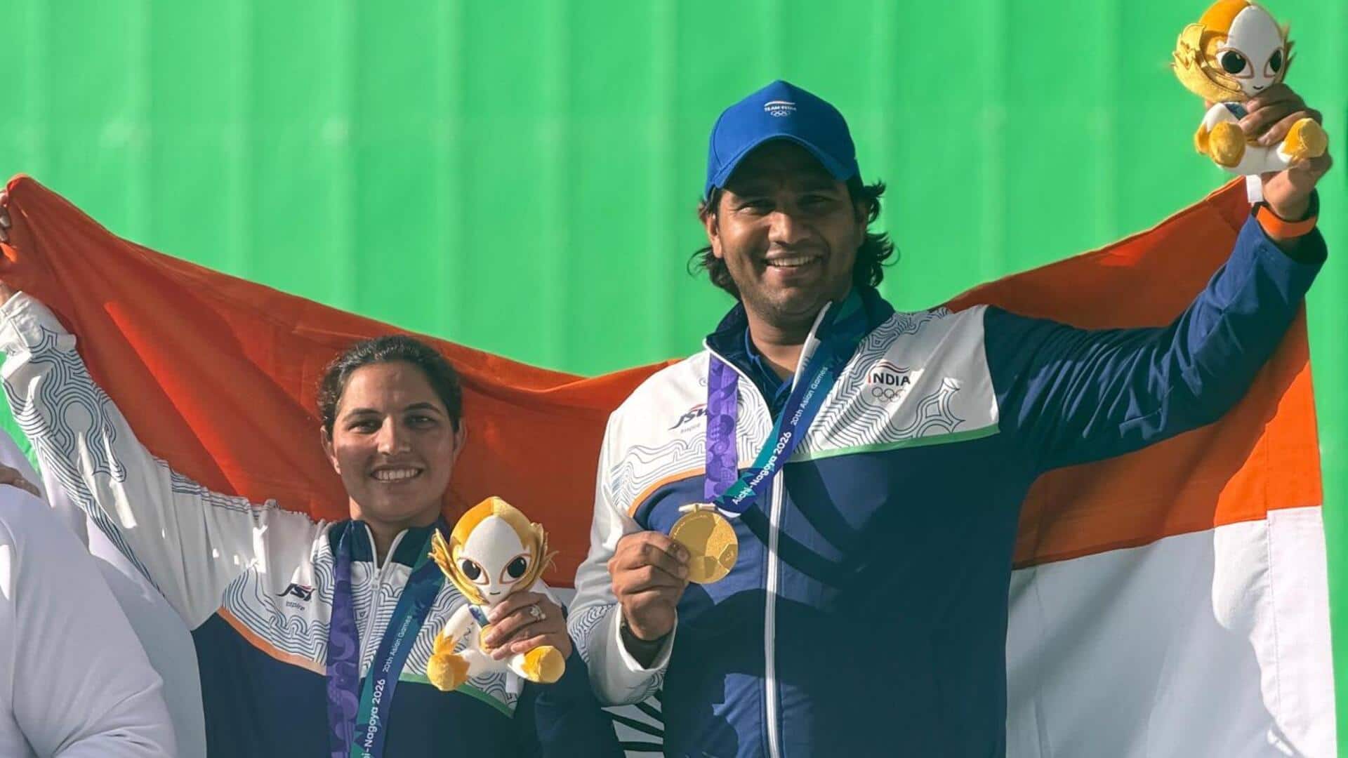 एशियाई खेल 2026: नीरू धांडा और कायनान चेनाई ने ट्रैप मिश्रित स्पर्धा में जीता स्वर्ण पदक 