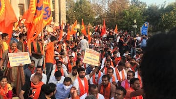तेलंगाना: हैदराबाद में कांग्रेस के खिलाफ बजरंग दल का प्रदर्शन, हिरासत में लिए गए कार्यकर्ता
