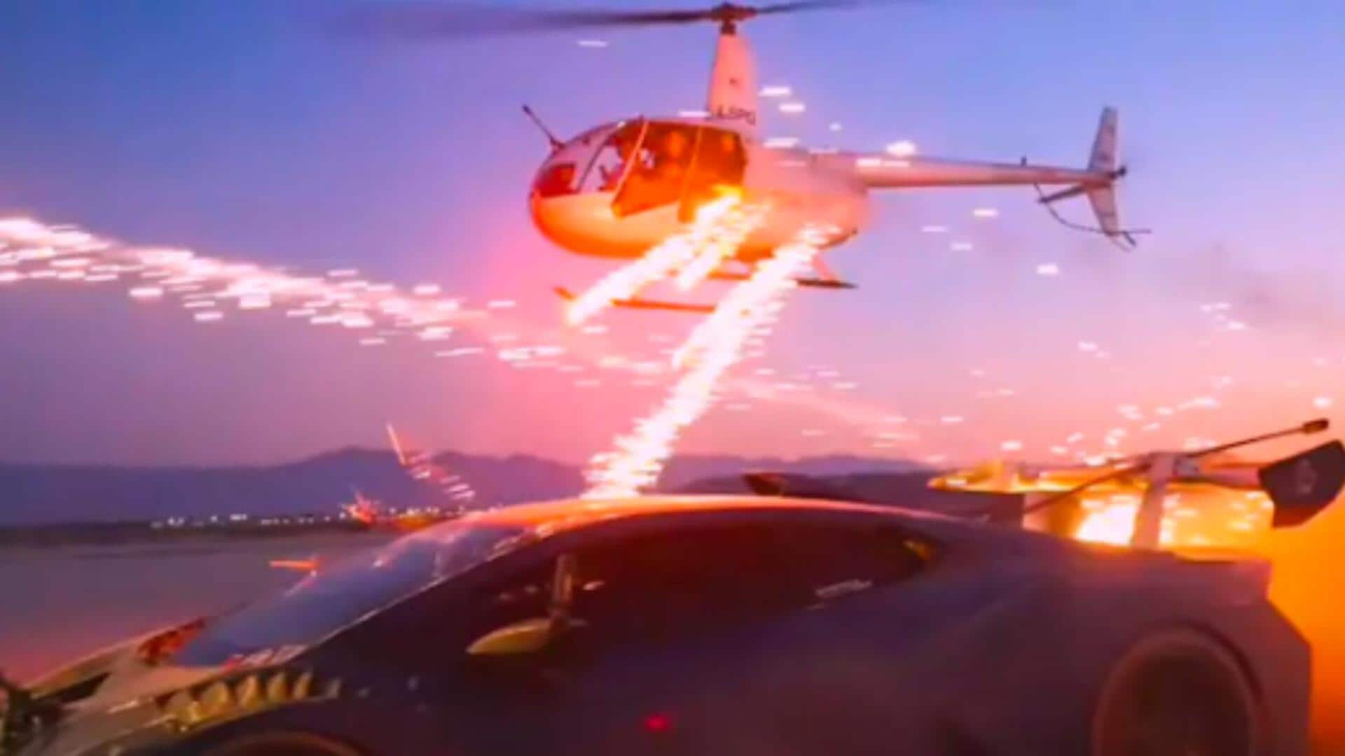 अमेरिकी यूट्यूबर ने हेलीकॉप्टर से लेम्बोर्गिनी पर की आतिशबाजी, पुलिस ने किया गिरफ्तार 