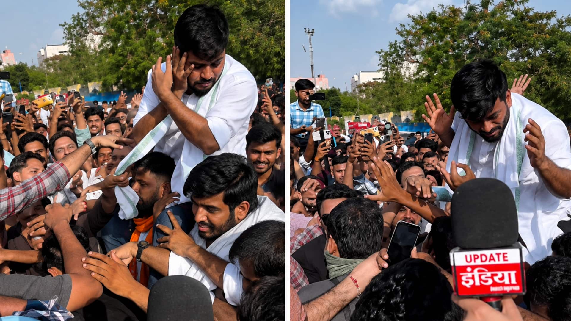 राजस्थान के जयपुर में कॉकरोच जनता पार्टी के अभिजीत दीपके को युवकों ने थप्पड़ जड़ा