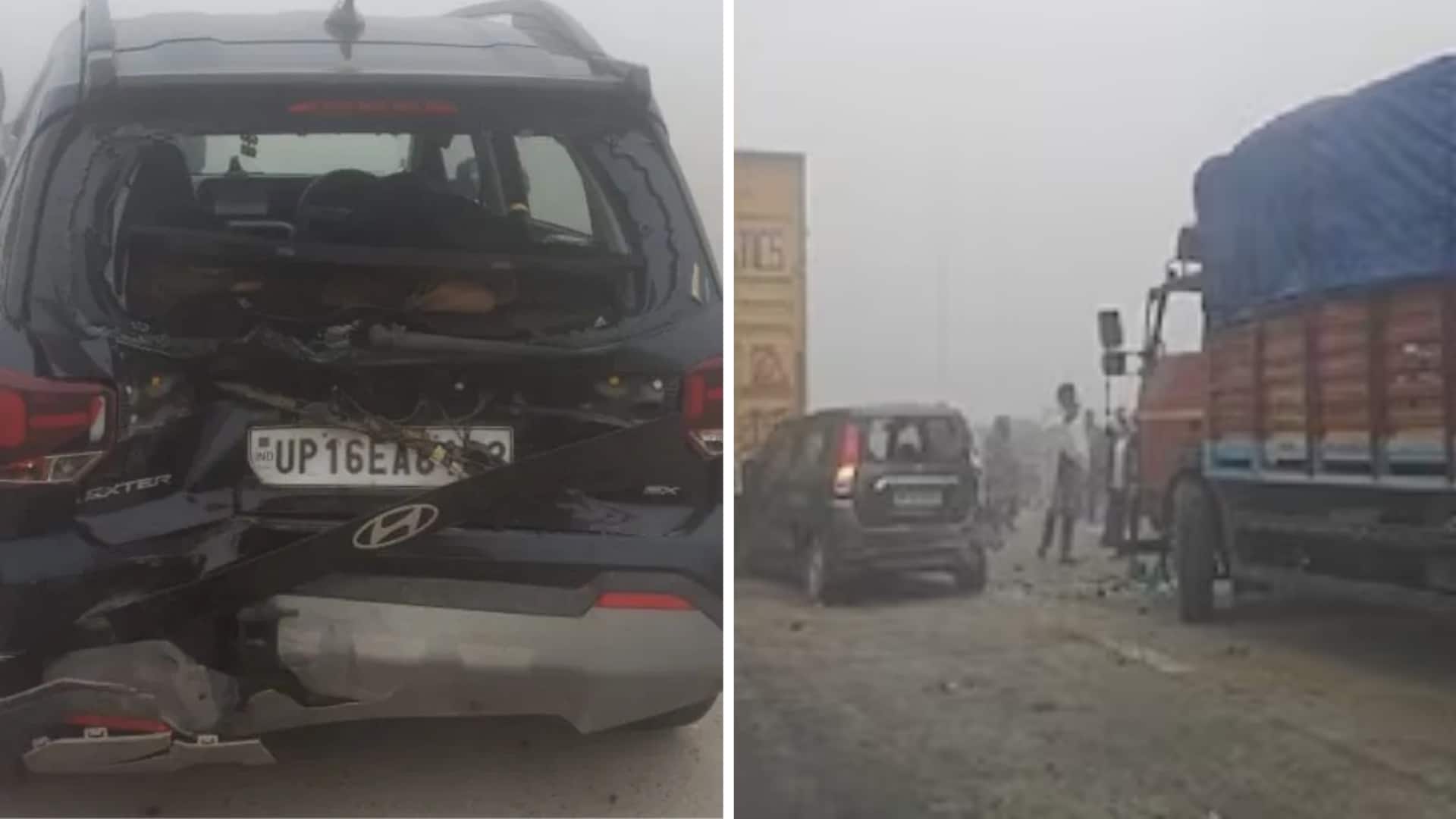ग्रेटर नोएडा एक्सप्रेसवे पर कोहरे के चलते टकराईं गाड़ियां, कई घायल