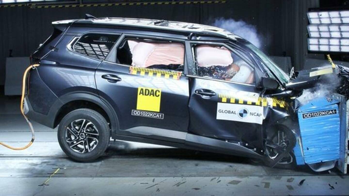 किआ कैरेंस को ग्लोबल NCAP क्रैश टेस्ट में मिली 3-स्टार सेफ्टी रेटिंग