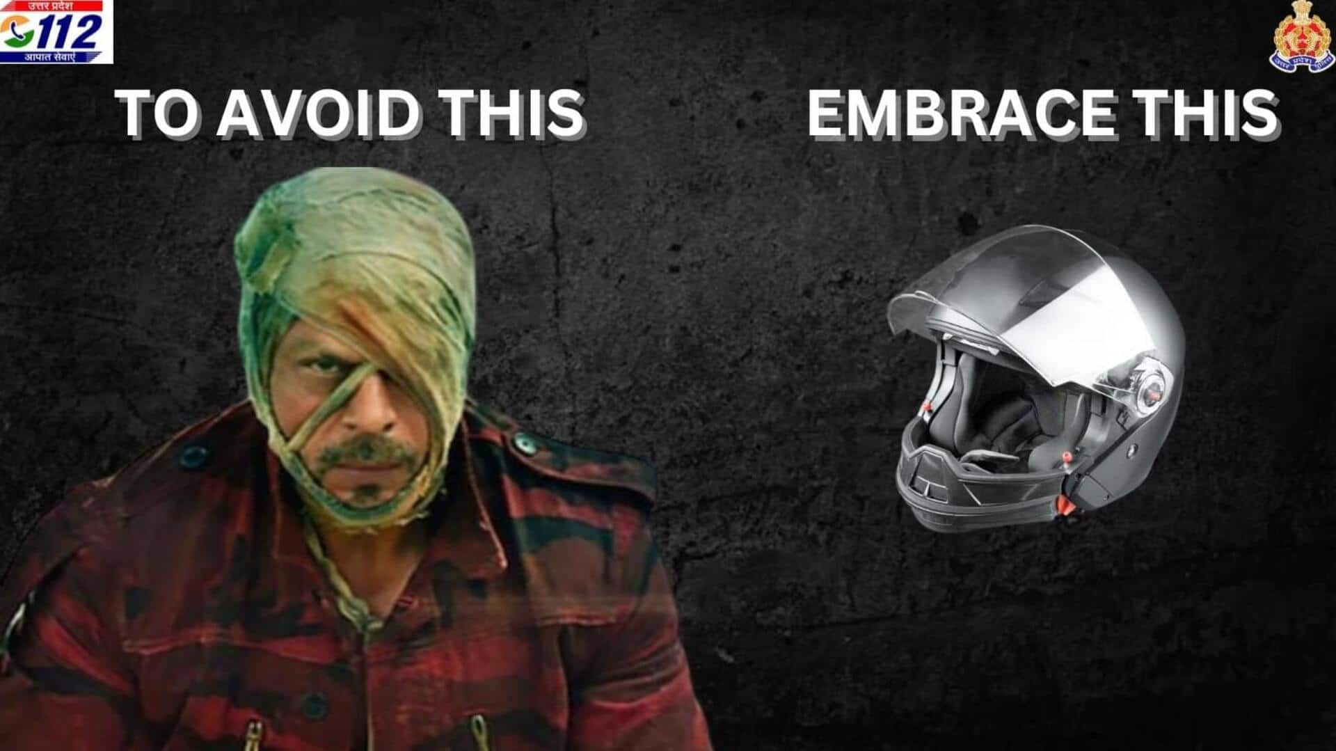 'जवान' फिल्म के जरिए पुलिस का संदेश, पट्टी वाला दृश्य शेयर कर कहा- हेलमेट पहन लो