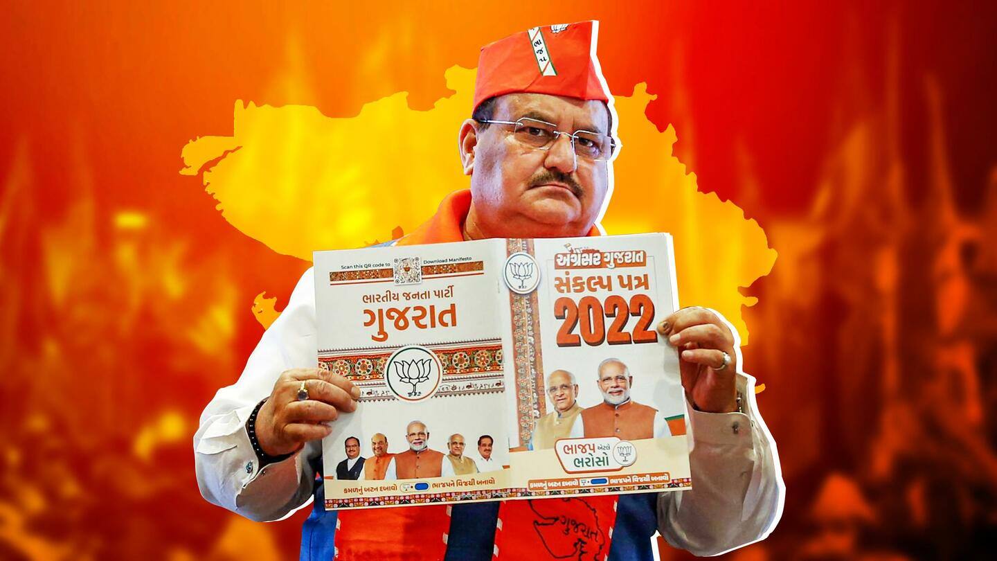 गुजरात: भाजपा ने जारी किया घोषणापत्र, 20 लाख नौकरियां देने और कट्टरता-रोधी सेल बनाने का वादा