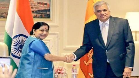 Swaraj meets Sri Lankan PM, reviews progress of development projects Swaraj meets Sri Lankan PM, reviews progress of development projects