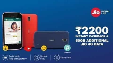 Reliance Jio offers Rs. 2,200 cashback on Nokia 1 Reliance Jio offers Rs. 2,200 cashback on Nokia 1