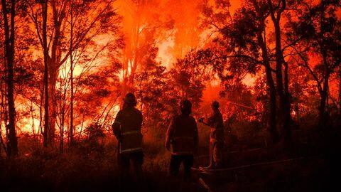 Violent bushfire burns through Southwest Sydney Violent bushfire burns through Southwest Sydney