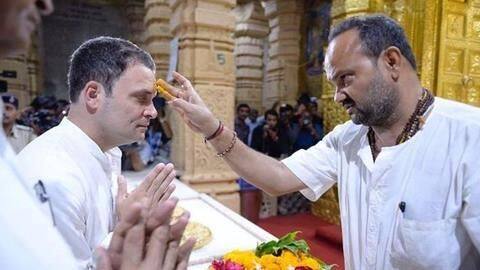 Congress continues "soft Hindutva" charade: Rahul visits Somnath temple again Congress continues "soft Hindutva" charade: Rahul visits Somnath temple again