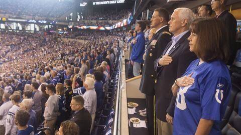Pence walks out of NFL game over national anthem protest Pence walks out of NFL game over national anthem protest