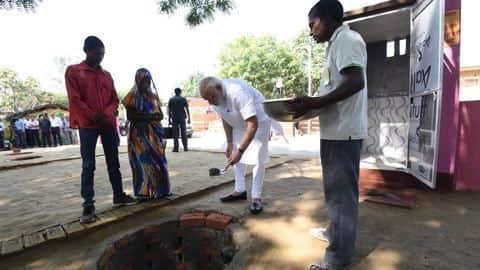 Varanasi Day 2: Modi lays foundation for toilet, addresses farmers Varanasi Day 2: Modi lays foundation for toilet, addresses farmers