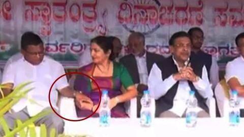 Video: Cong leader holds MLC's hand, she pushes him away Video: Cong leader holds MLC's hand, she pushes him away