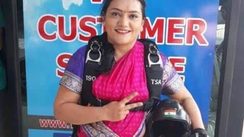 Indian woman, six-time world record-breaker, skydives in a saree! Indian woman, six-time world record-breaker, skydives in a saree!