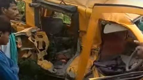 UP: Train rams into school-vehicle at rail-crossing, 13 children killed UP: Train rams into school-vehicle at rail-crossing, 13 children killed