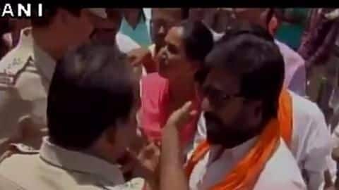 Viral video: Sena MP Gaikwad now seen arguing with cops Viral video: Sena MP Gaikwad now seen arguing with cops