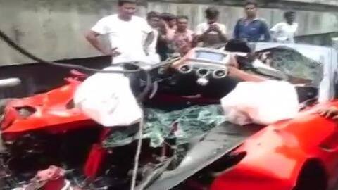 The car swerved to avoid hitting a truck The car swerved to avoid hitting a truck