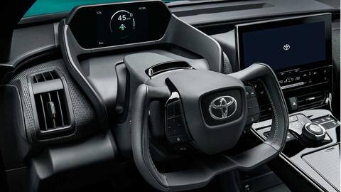 The vehicle gets a yoke-like steering wheel and multiple airbags