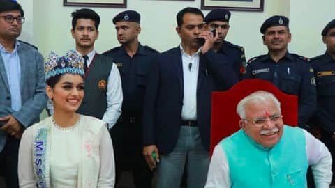 Manushi Chhillar, Haryana CM announce free sanitary napkins for schoolgirls Manushi Chhillar, Haryana CM announce free sanitary napkins for schoolgirls