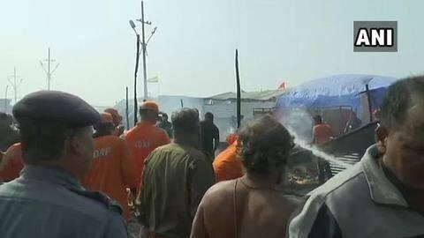 Fire breaks out in camp a day before Kumbh Mela Fire breaks out in camp a day before Kumbh Mela