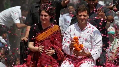 Roadshow in Lucknow: Neta Priyanka and brother Rahul take centerstage Roadshow in Lucknow: Neta Priyanka and brother Rahul take centerstage