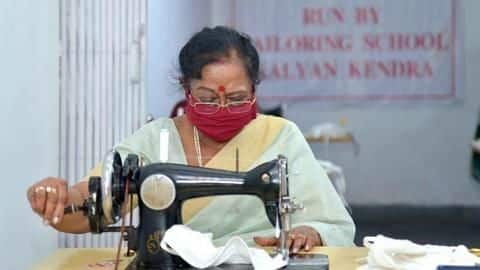 Coronavirus: First Lady Savita Kovind stitches masks for shelter homes Coronavirus: First Lady Savita Kovind stitches masks for shelter homes