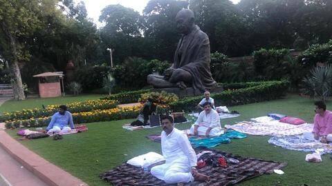Suspended MPs protest overnight, Harivansh offers tea, PM lauds gesture Suspended MPs protest overnight, Harivansh offers tea, PM lauds gesture