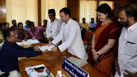 Sister Priyanka by his side, Rahul files nomination from Wayanad Sister Priyanka by his side, Rahul files nomination from Wayanad