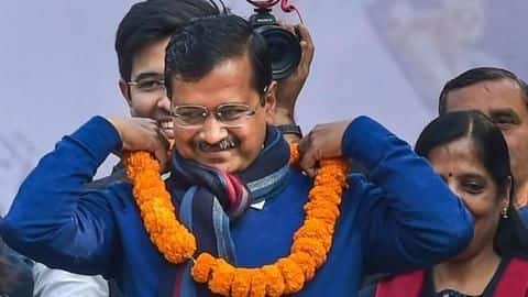 For third time, Arvind Kejriwal takes oath as Delhi's CM For third time, Arvind Kejriwal takes oath as Delhi's CM