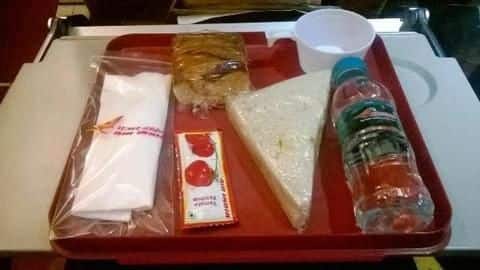 No sandwich, samosas, AI-passengers to get packed-items like peanuts, cookies No sandwich, samosas, AI-passengers to get packed-items like peanuts, cookies