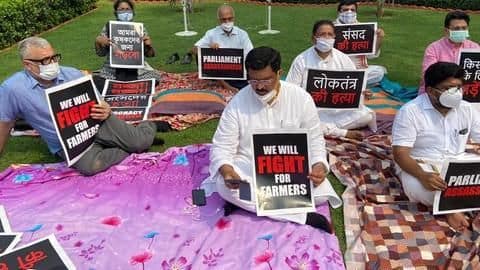 Rajya Sabha ruckus continues, suspended MPs stage 'dharna' Rajya Sabha ruckus continues, suspended MPs stage 'dharna'