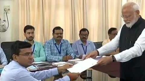 PM Modi files nomination from Varanasi in allies' presence PM Modi files nomination from Varanasi in allies' presence