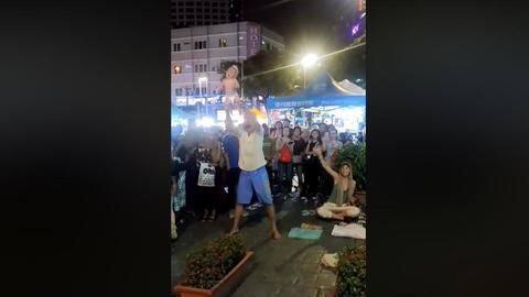 Russian couple performs dangerous stunts with their baby, arrested Russian couple performs dangerous stunts with their baby, arrested