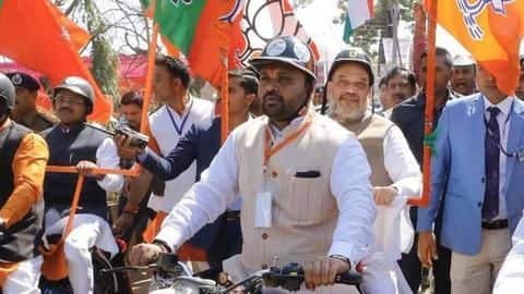 At bike rally, Amit Shah mentions IAF airstrikes, targets Opposition At bike rally, Amit Shah mentions IAF airstrikes, targets Opposition