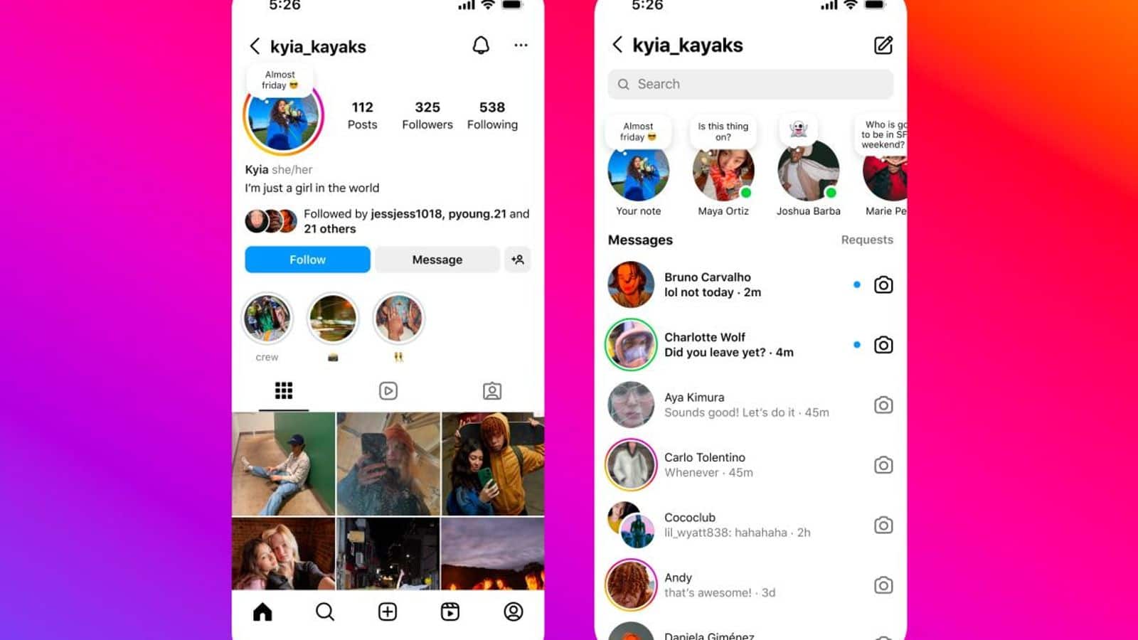 Instagram brings status update feature to user profiles