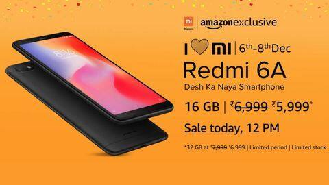 Redmi 6A goes on sale, available for Rs. 5,999 Redmi 6A goes on sale, available for Rs. 5,999