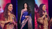 Gautam stuns during 'Nayyi Navelli' promotions in blue Malhotra sari
