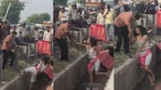 US woman rescued from open drain on Delhi's Mahipalpur stretch