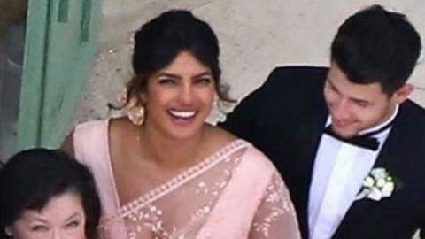 Priyanka was seen wiping her tears during Sophie-Joe wedding Priyanka was seen wiping her tears during Sophie-Joe wedding