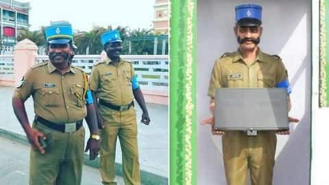 Puducherry's 'Singham' on Beach Road is now helping tourists! Puducherry's 'Singham' on Beach Road is now helping tourists!