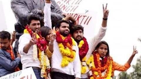 #DUSUelections: ABVP winners celebrate victory, NSUI alleges cheating in results #DUSUelections: ABVP winners celebrate victory, NSUI alleges cheating in results