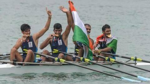 #AsianGames2018: Indian rowers win gold in Men's Quadruple Sculls #AsianGames2018: Indian rowers win gold in Men's Quadruple Sculls