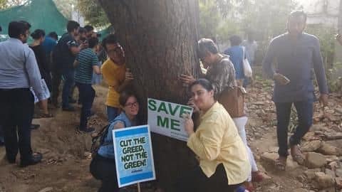 Delhi: Residents of Sadarjung area hold march to save trees Delhi: Residents of Sadarjung area hold march to save trees