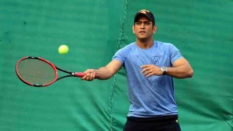 WATCH: MS Dhoni impresses fans as he plays tennis WATCH: MS Dhoni impresses fans as he plays tennis