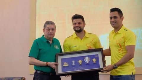 Chennai Super Kings felicitate Dhoni, Raina and Fleming: Details here Chennai Super Kings felicitate Dhoni, Raina and Fleming: Details here