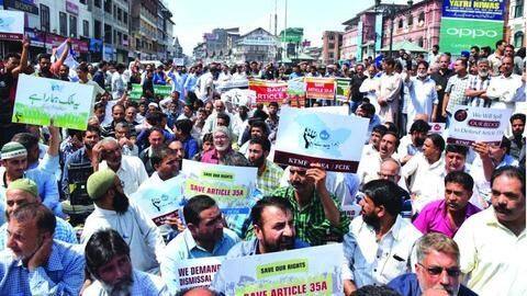 Protests to save Article 35A disrupts life in Kashmir valley Protests to save Article 35A disrupts life in Kashmir valley