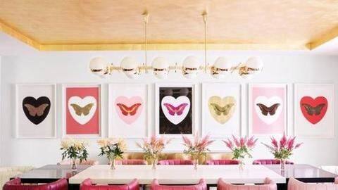 Dining room has silk screens of butterflies, gold-leaf ceiling Dining room has silk screens of butterflies, gold-leaf ceiling