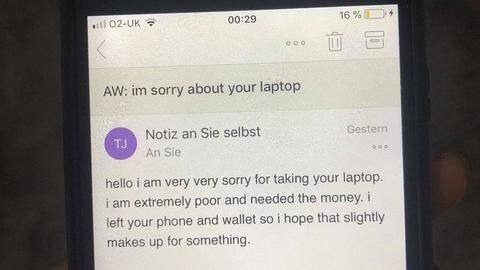 I'm extremely poor: UK man steals student's laptop, sends apology I'm extremely poor: UK man steals student's laptop, sends apology