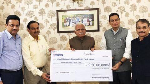 Haryana Police donates one-day salary towards Kerala flood victims Haryana Police donates one-day salary towards Kerala flood victims